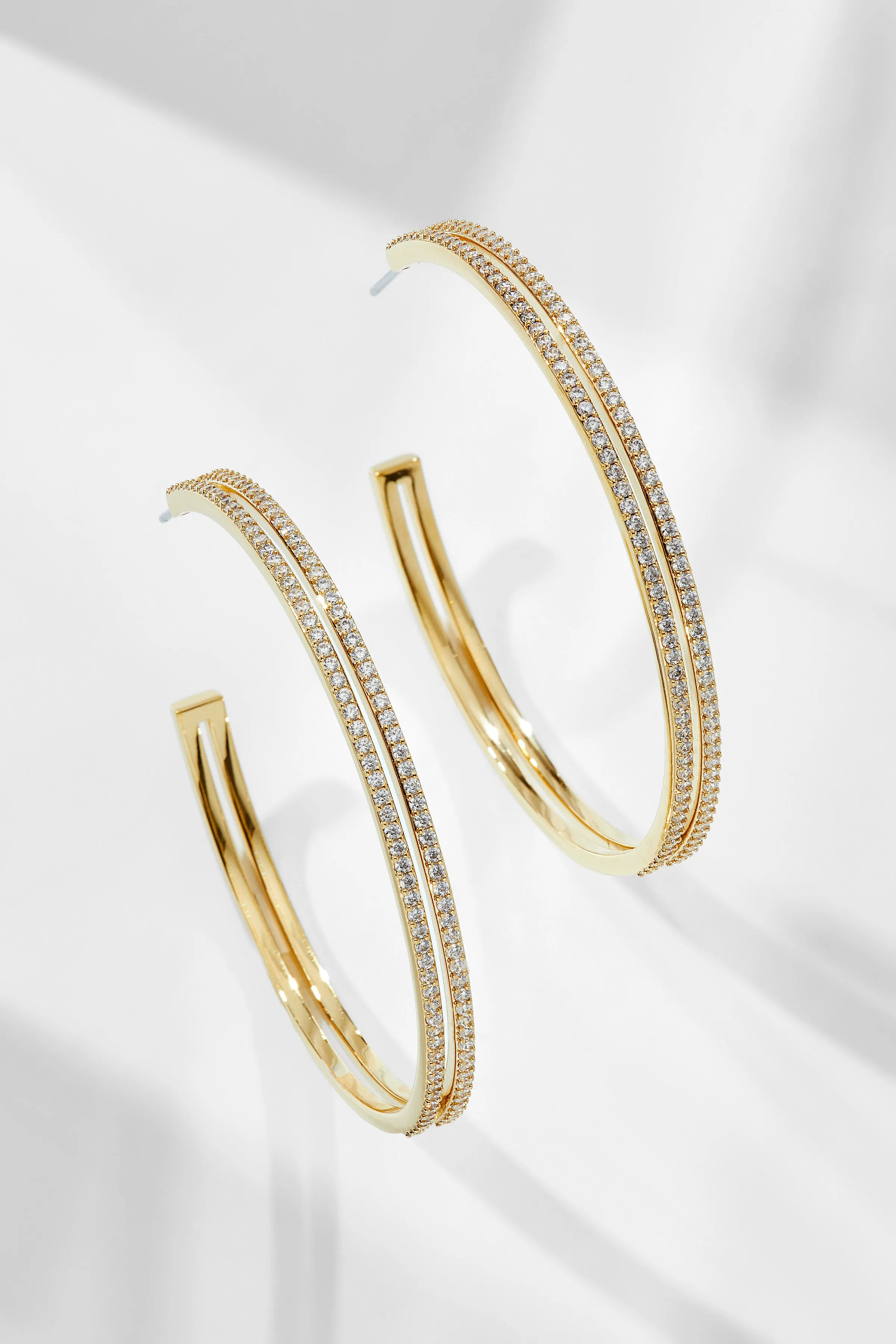 DISCO PAVE CZ  OPEN LARGE HOOP EARRINGS