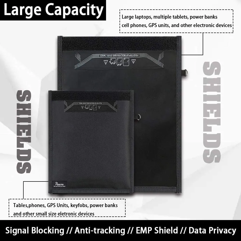 Farday Bag,Signal Isolation Bag,Shield Your Phone/Ipad from Hacking,Tracking,And EM Protection Radiation with This Pouch -Shields Nfc/Wifi/Bluetooth for Phones,Key Fobs and Credit Card (9.8"X11")