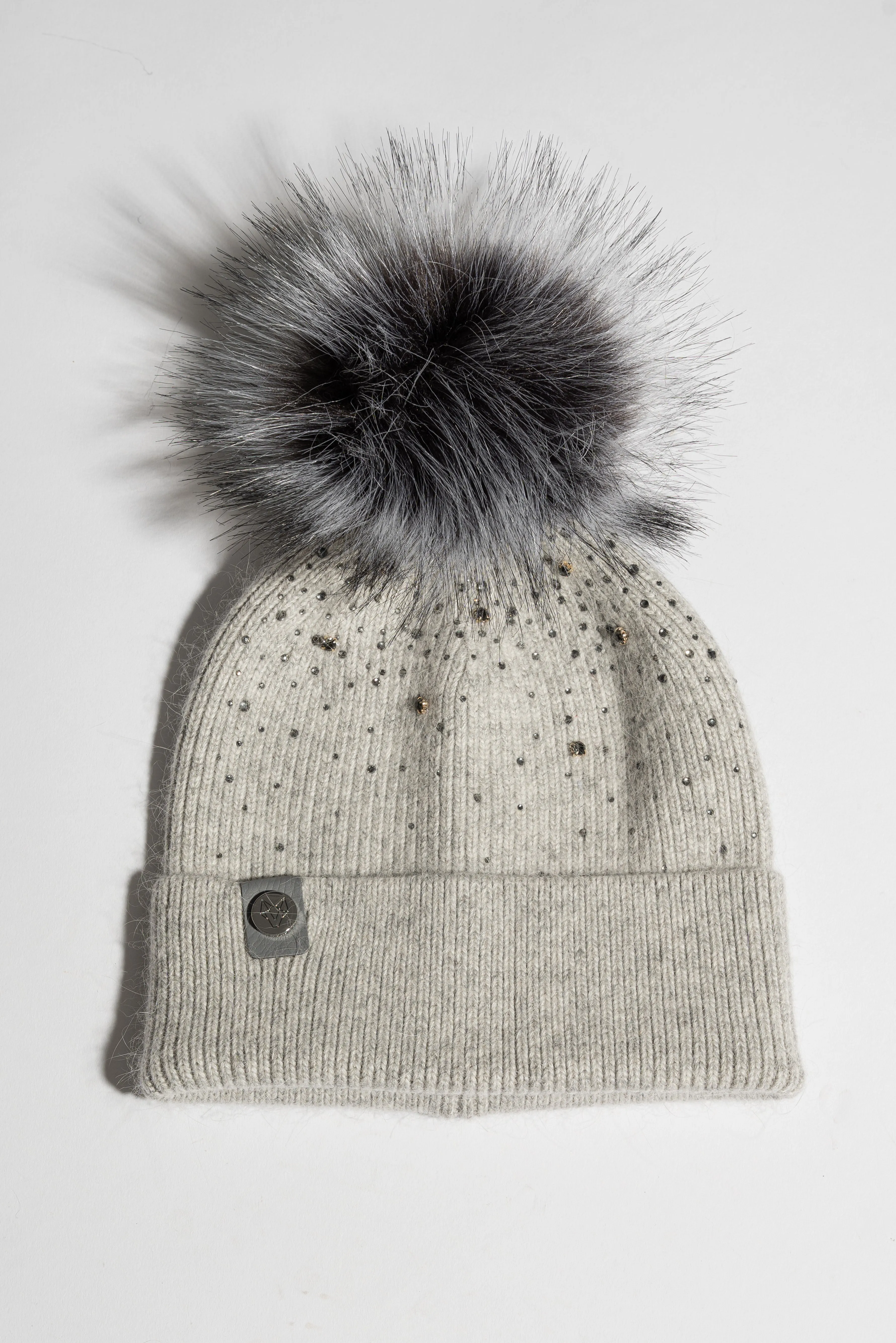 Faux Elvie Pom Pom Hat - Grey