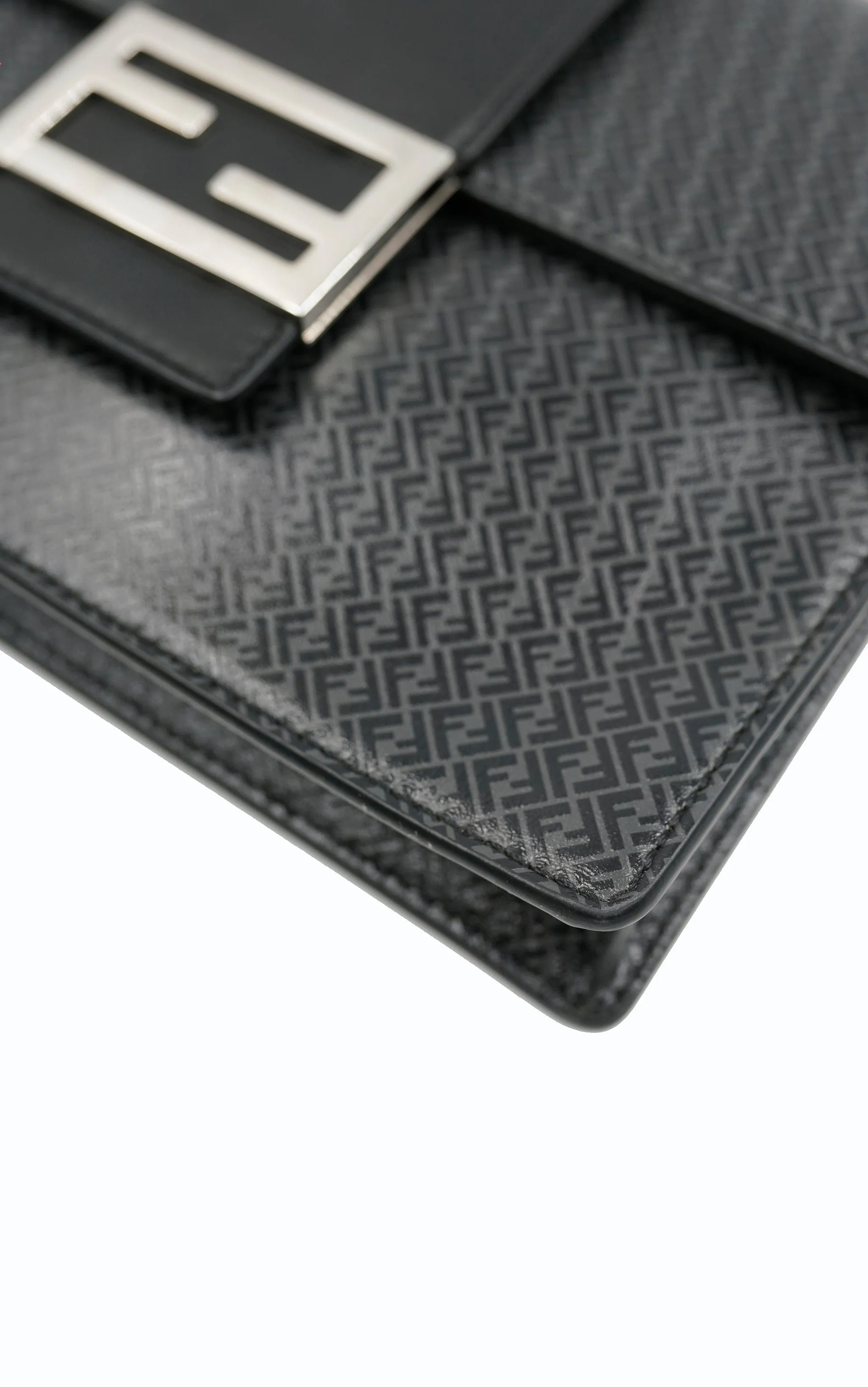 Fendi Grey and Black Micro FF Monogram Clutch and Shoulder bag . - AWL4137