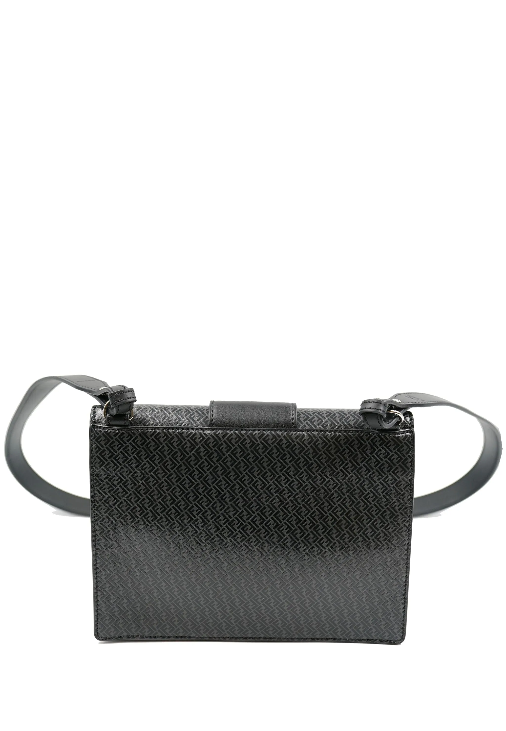 Fendi Grey and Black Micro FF Monogram Clutch and Shoulder bag . - AWL4137