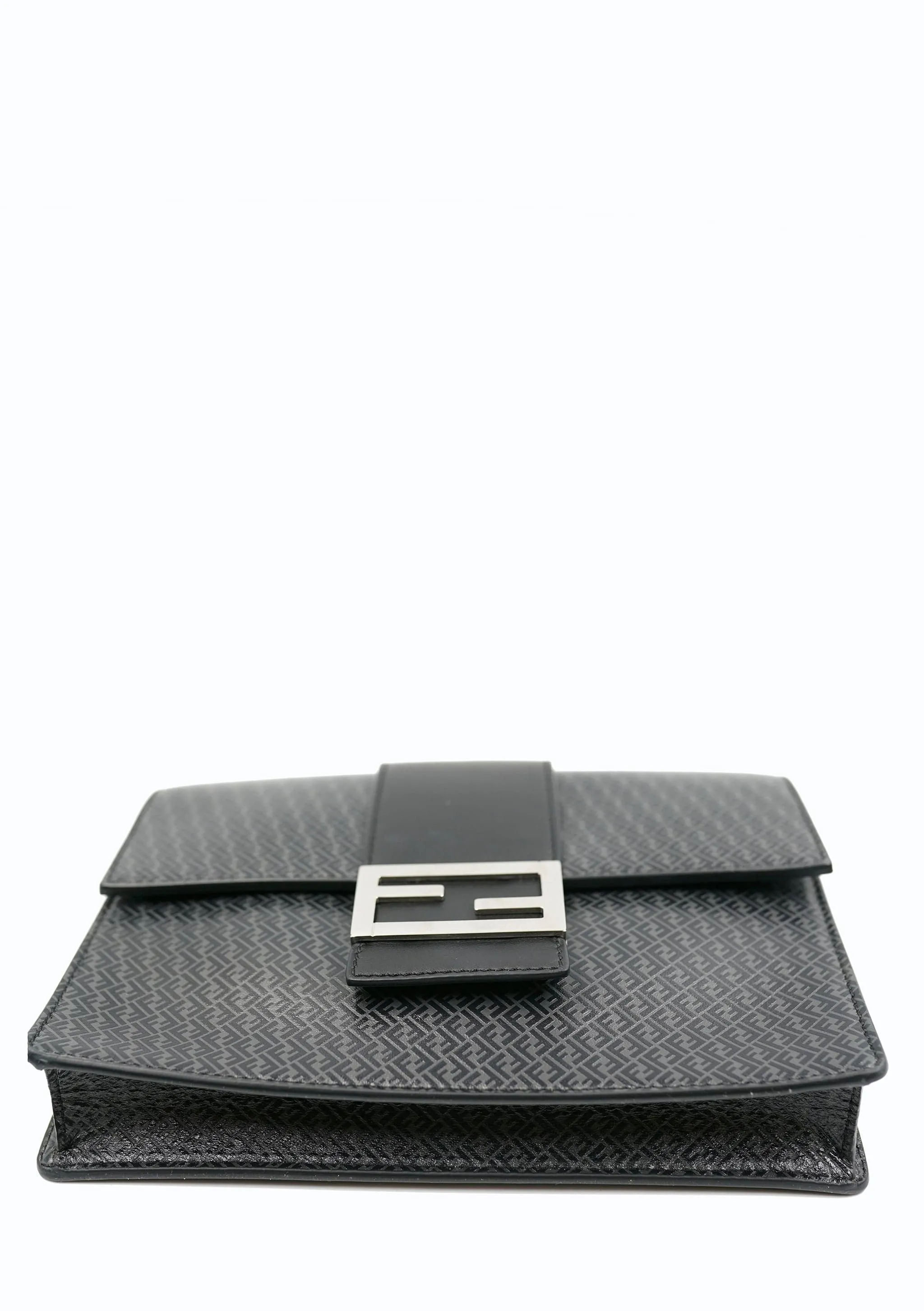 Fendi Grey and Black Micro FF Monogram Clutch and Shoulder bag . - AWL4137