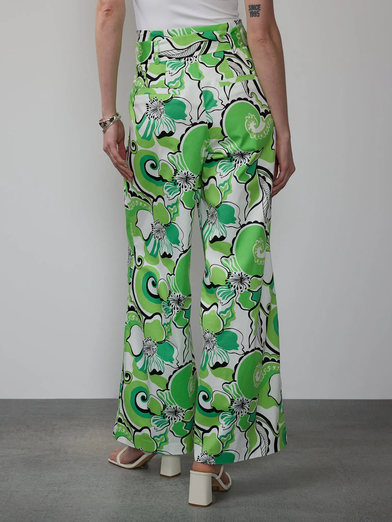 Fern Floral Print Paperbag Waist Pant