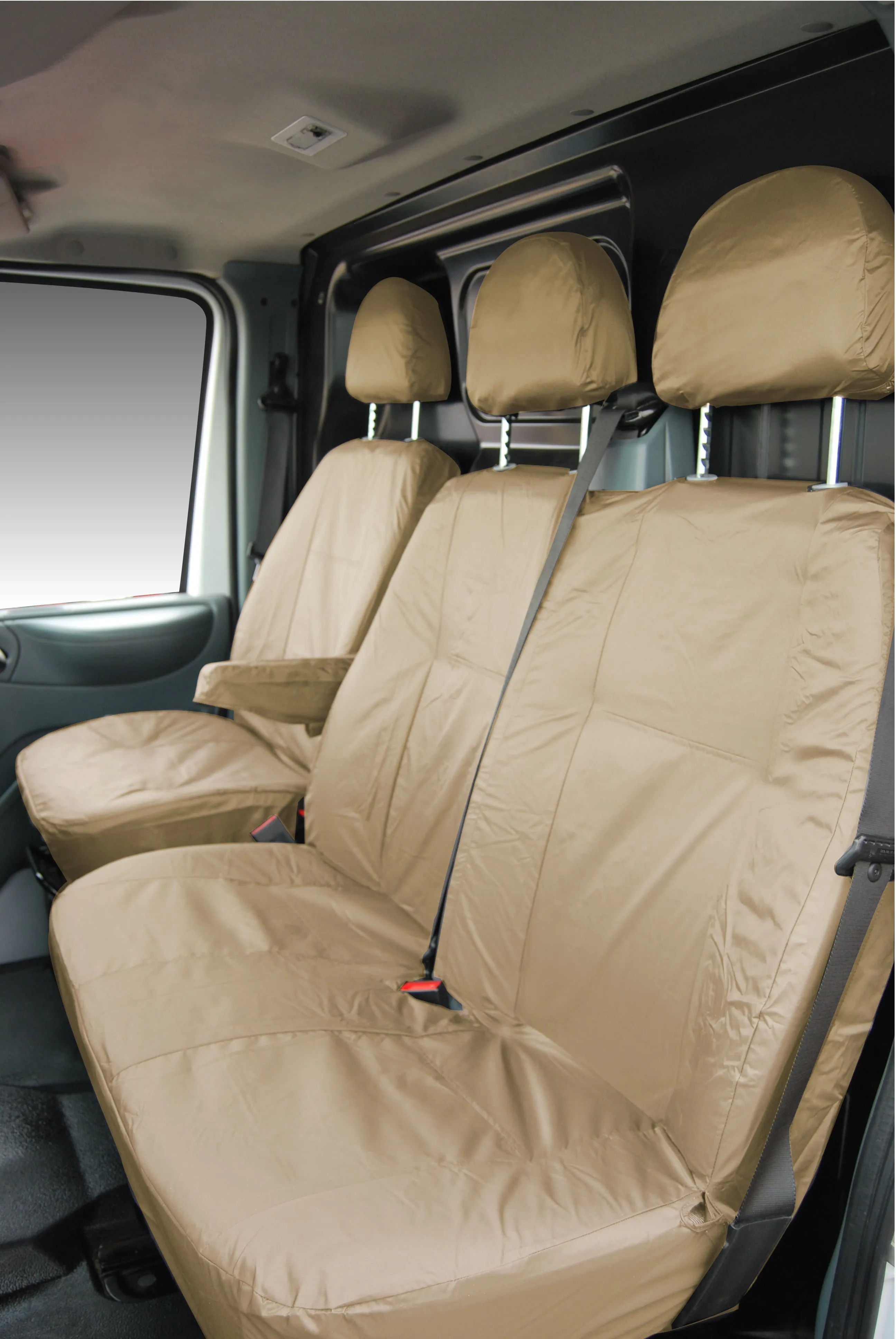 Ford Transit MK7/MK6 Tailored Waterproof Seat Covers Front Set 1 2 Sand MY 2000-2013