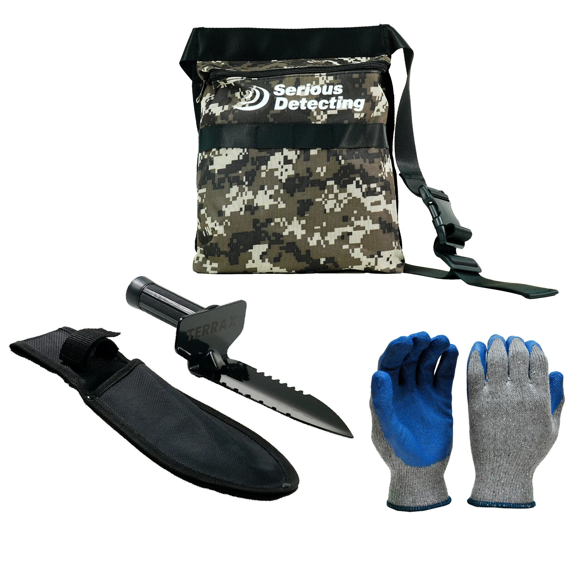 FREE GIFT | Serious Detecting Kit: Pouch, TerraX Digger, and Gloves for Treasure Hunting