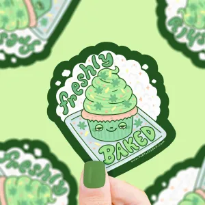 Freshly Baked Cute Green Cannabis Sticker