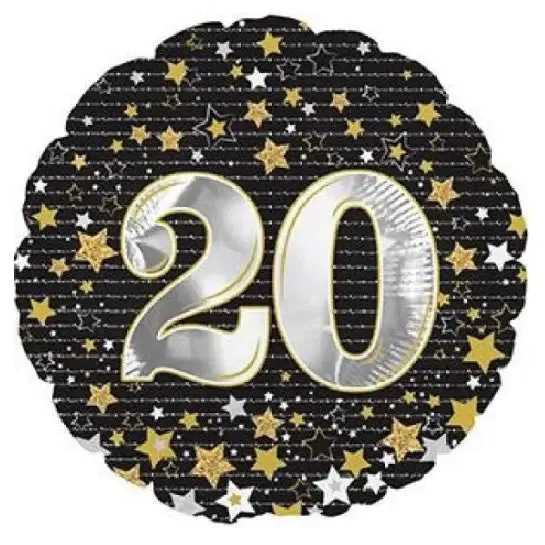 Gold Stars 20th Birthday Foil Balloon