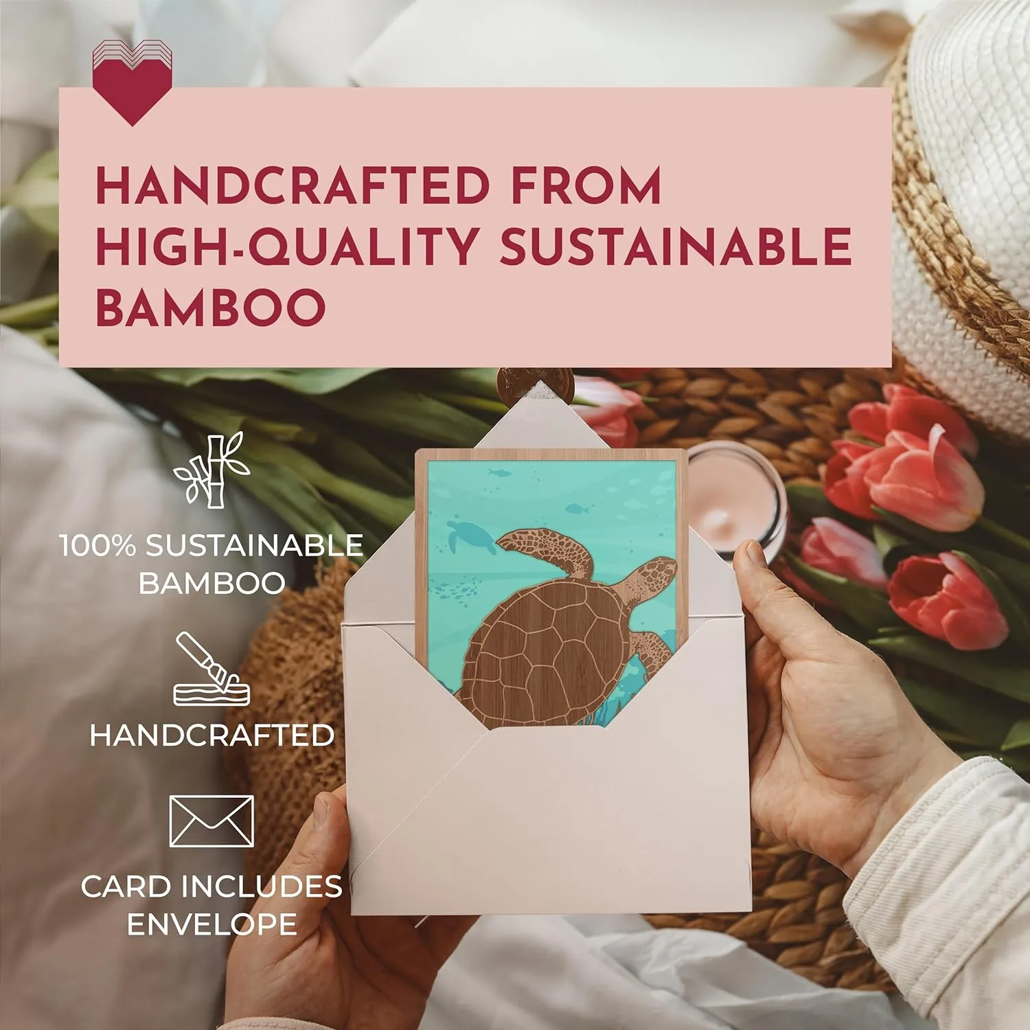 Handcrafted Bamboo Greeting Cards | Sea Turtle