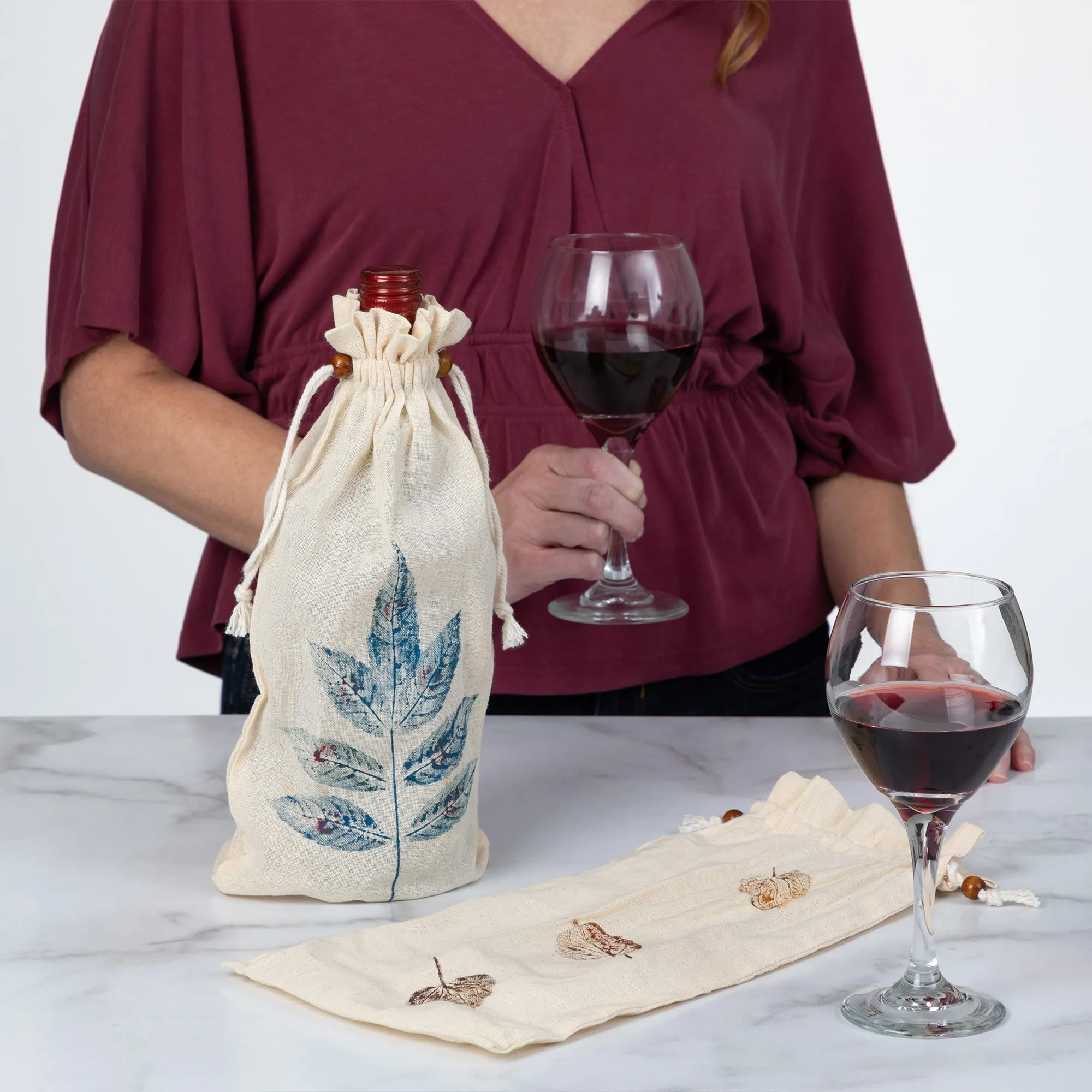 Handmade Cotton Wine Bag - Set of 2