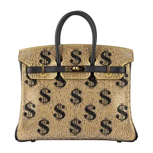 Hermès 25cm Birkin Customized Gold Moneybags Swarovski Crystal Gold Hardware