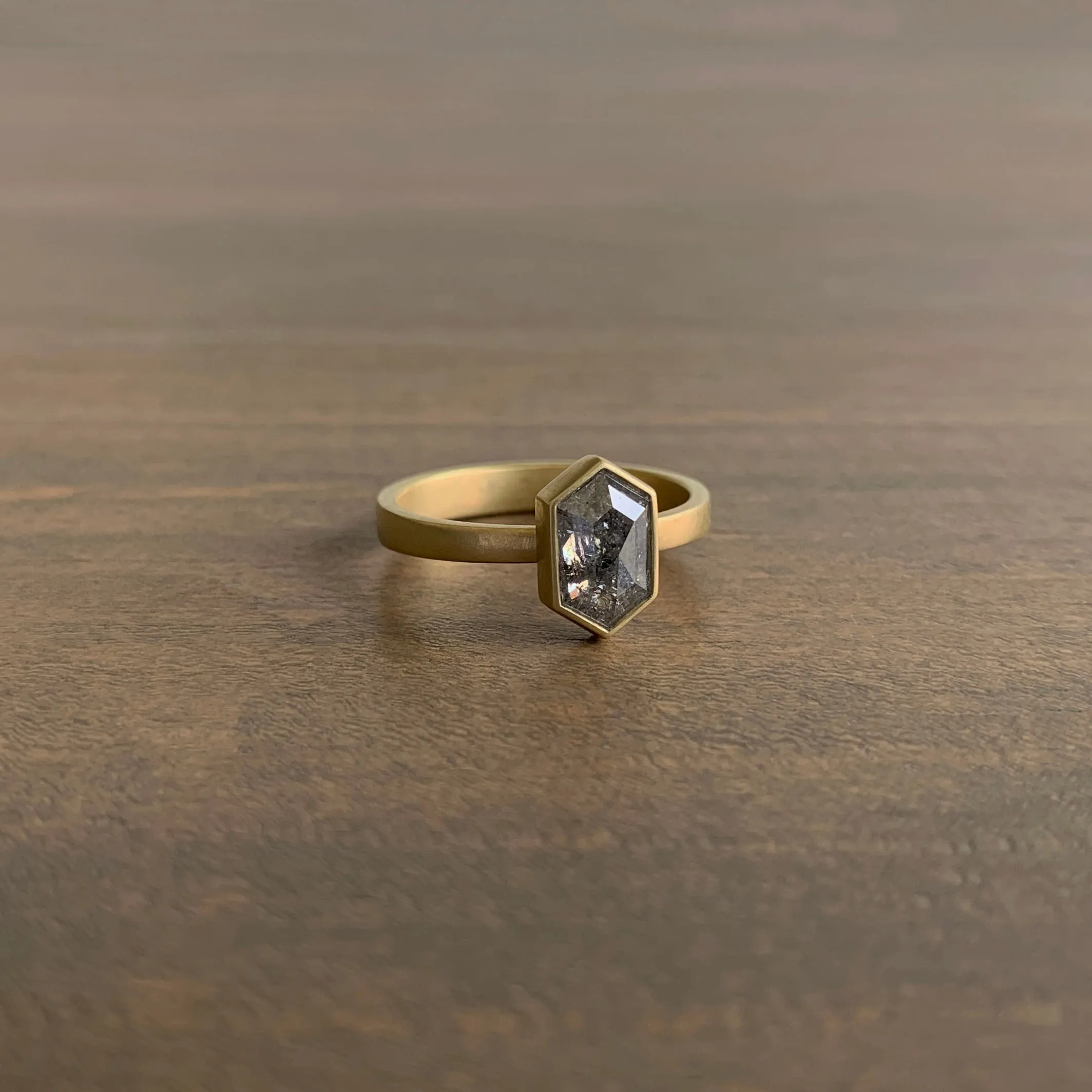 Hexy Salt & Pepper Diamond Ring