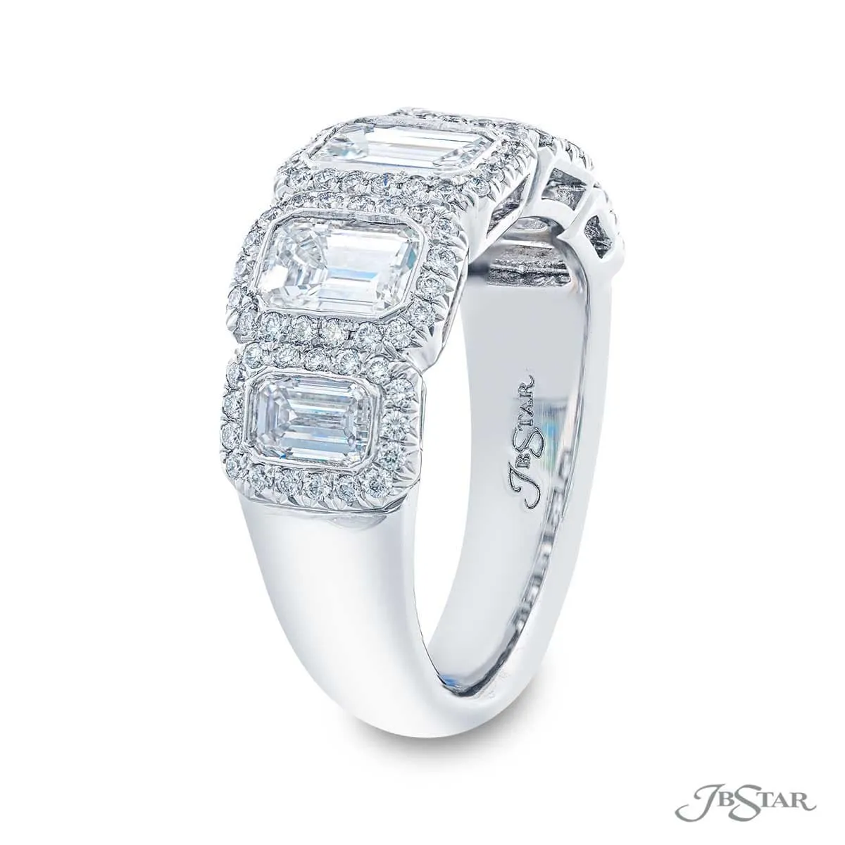 JB Star Emerald Cut Diamond Halo Band