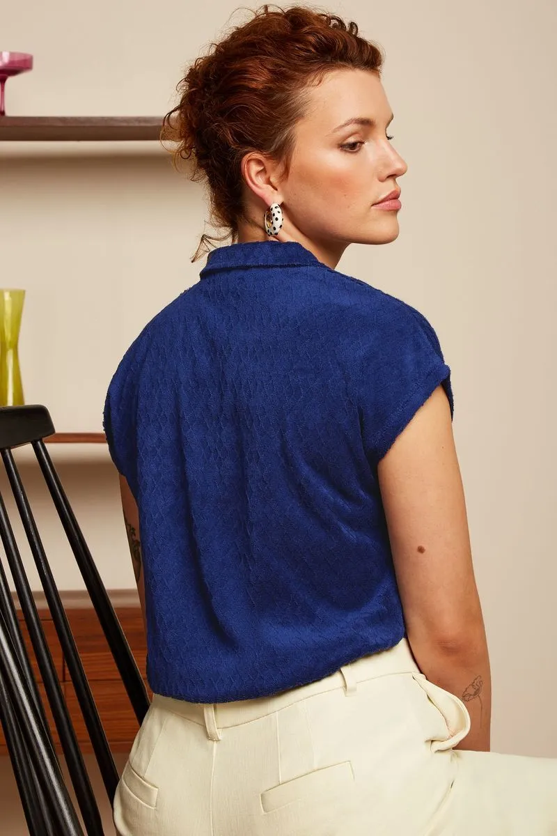 King Louie Dani blouse wilma terry dazzling blue