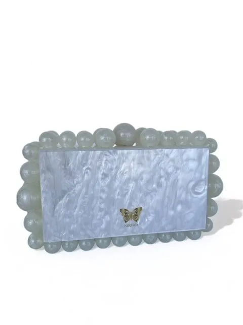 Kira White Acrylic Pearl Clutch Bag By Nikoza Collection