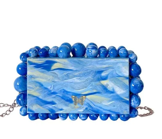 Kira White Acrylic Pearl Clutch Bag By Nikoza Collection