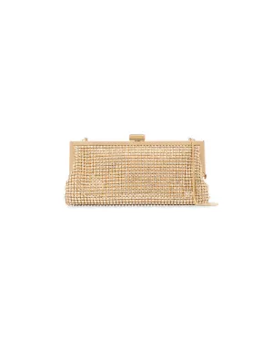 Laura gold crystal mesh baguette clutch