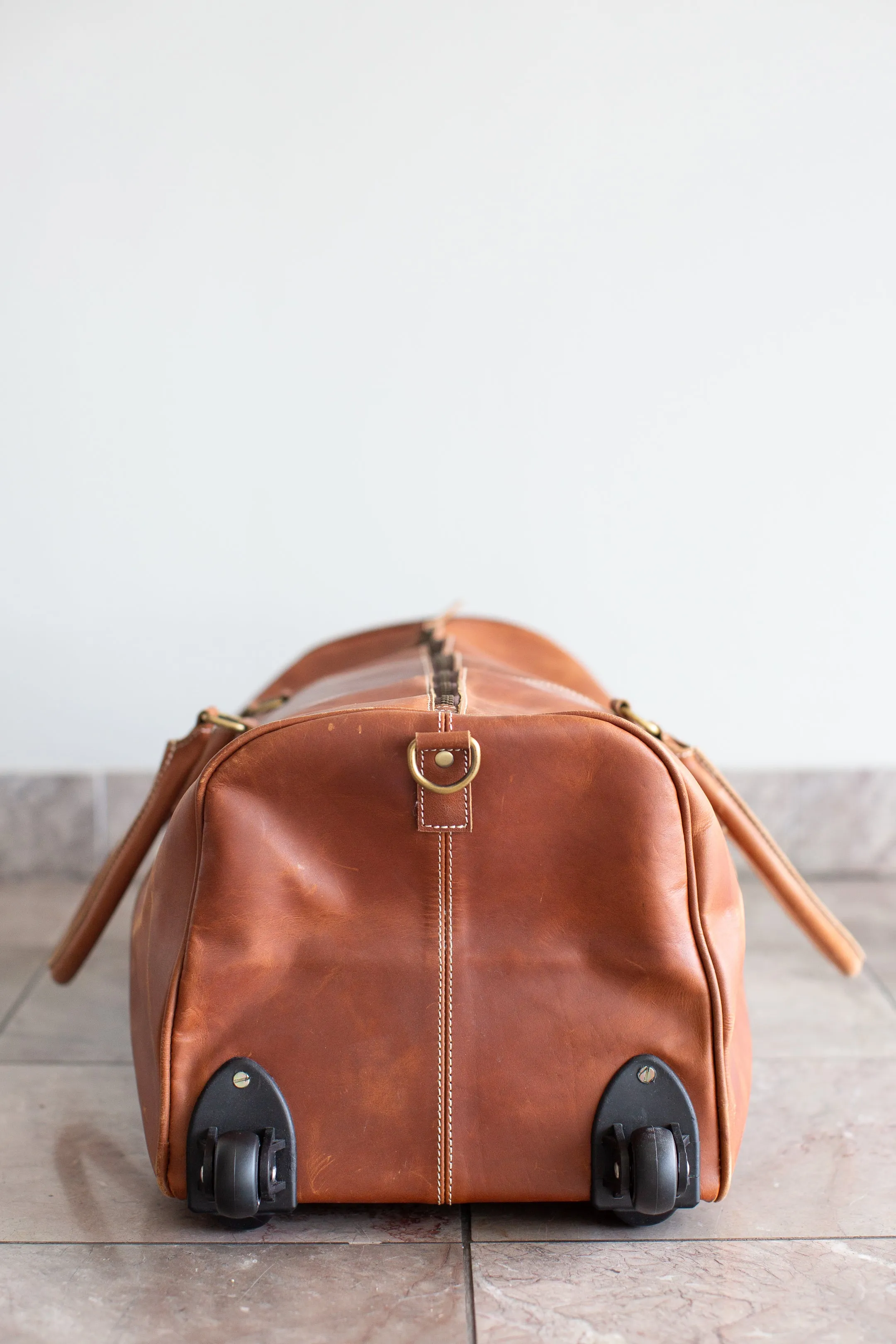 Leather & Cowhide Duffle Bag with Wheels