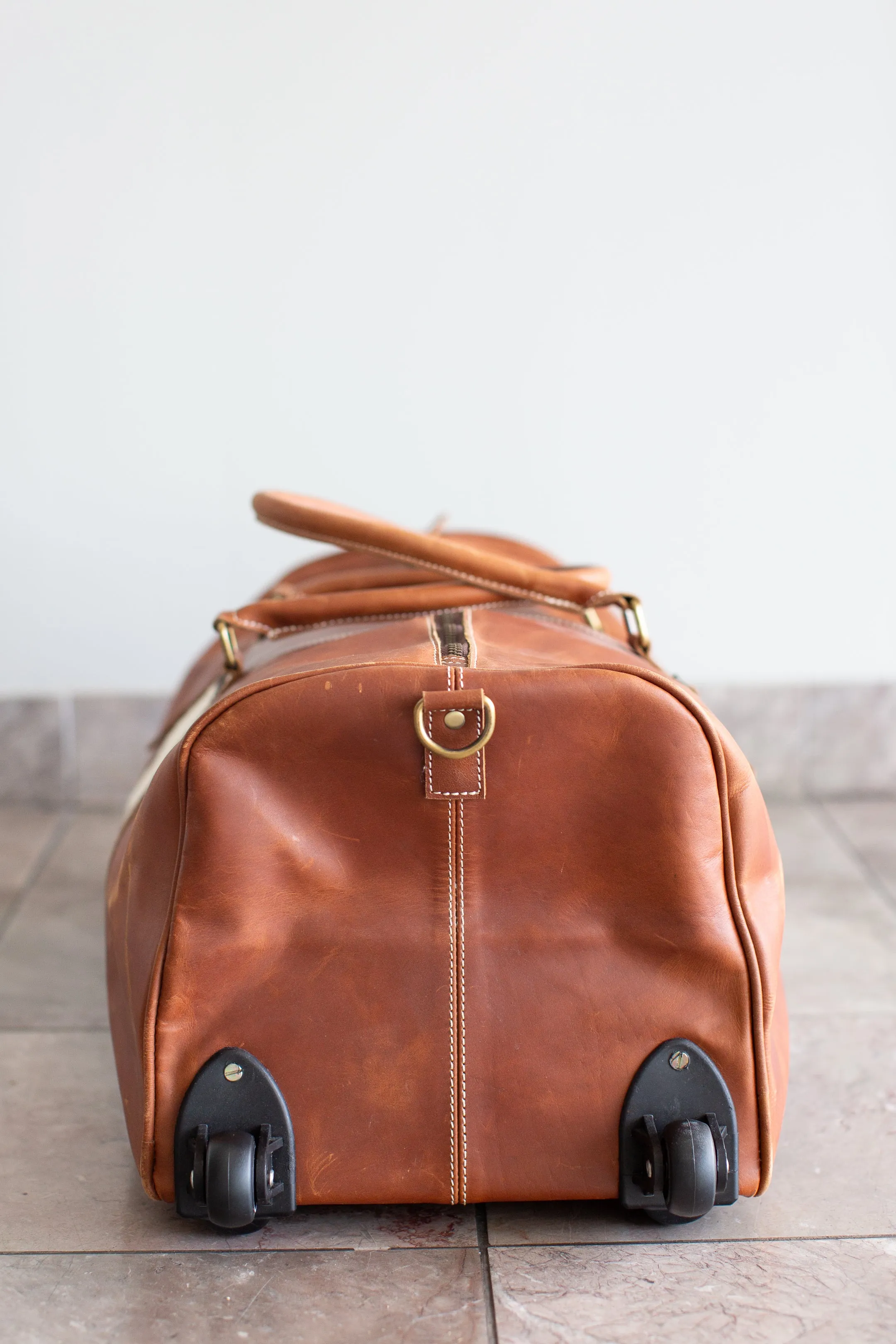 Leather & Cowhide Duffle Bag with Wheels