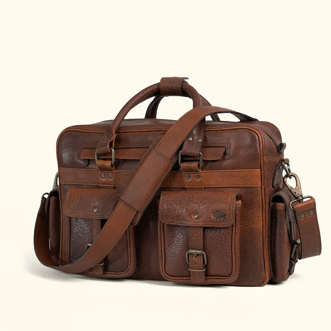 Limited Edition Roosevelt Buffalo Leather Pilot Bag | Buffalo Grain