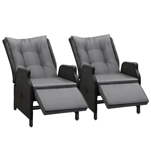 Livisip Sun Lounge Recliner Chairs Outdoor Furniture Patio Wicker Sofa 2 Piece