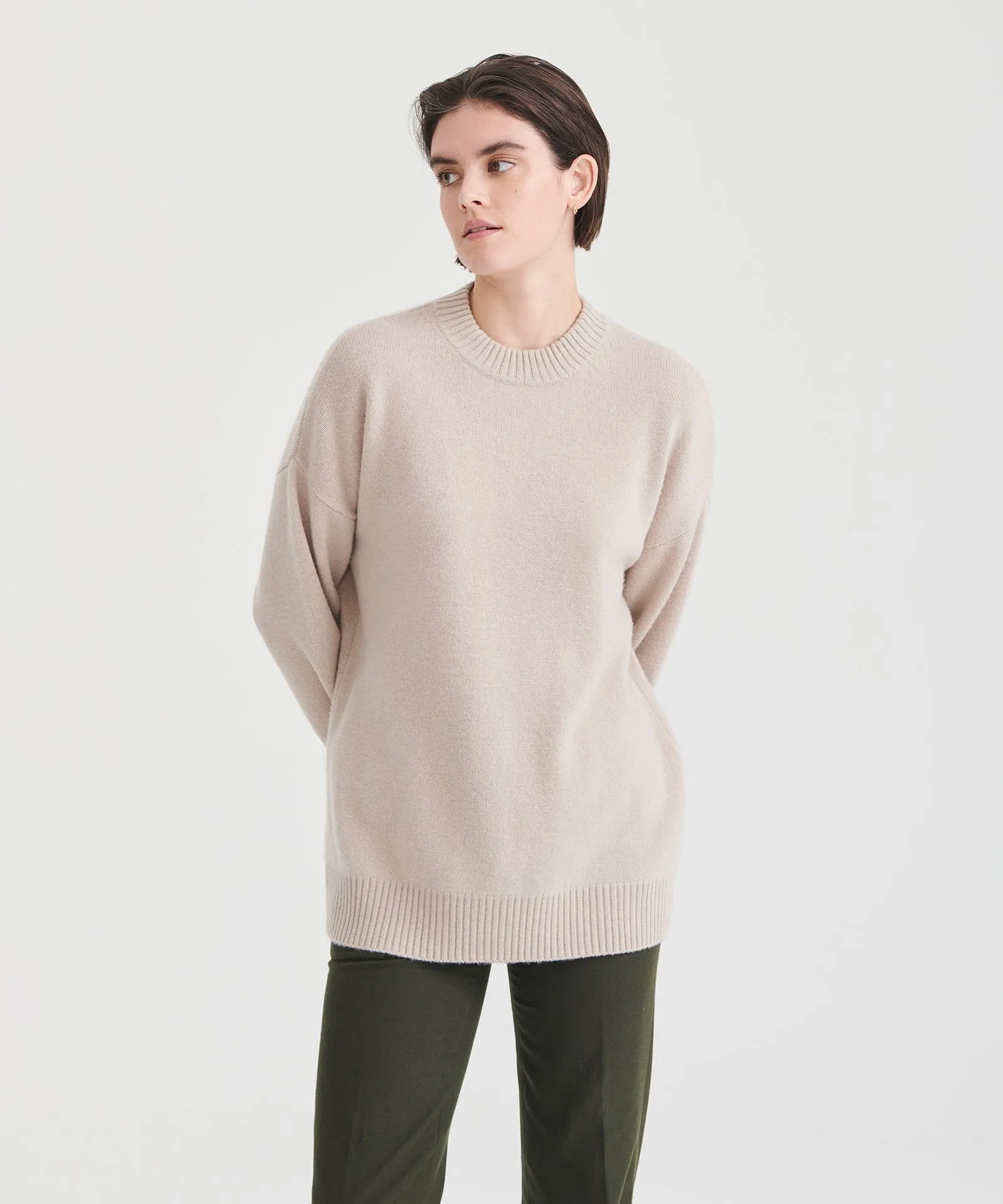 Luxe Cashmere Oversized Crewneck Sweater