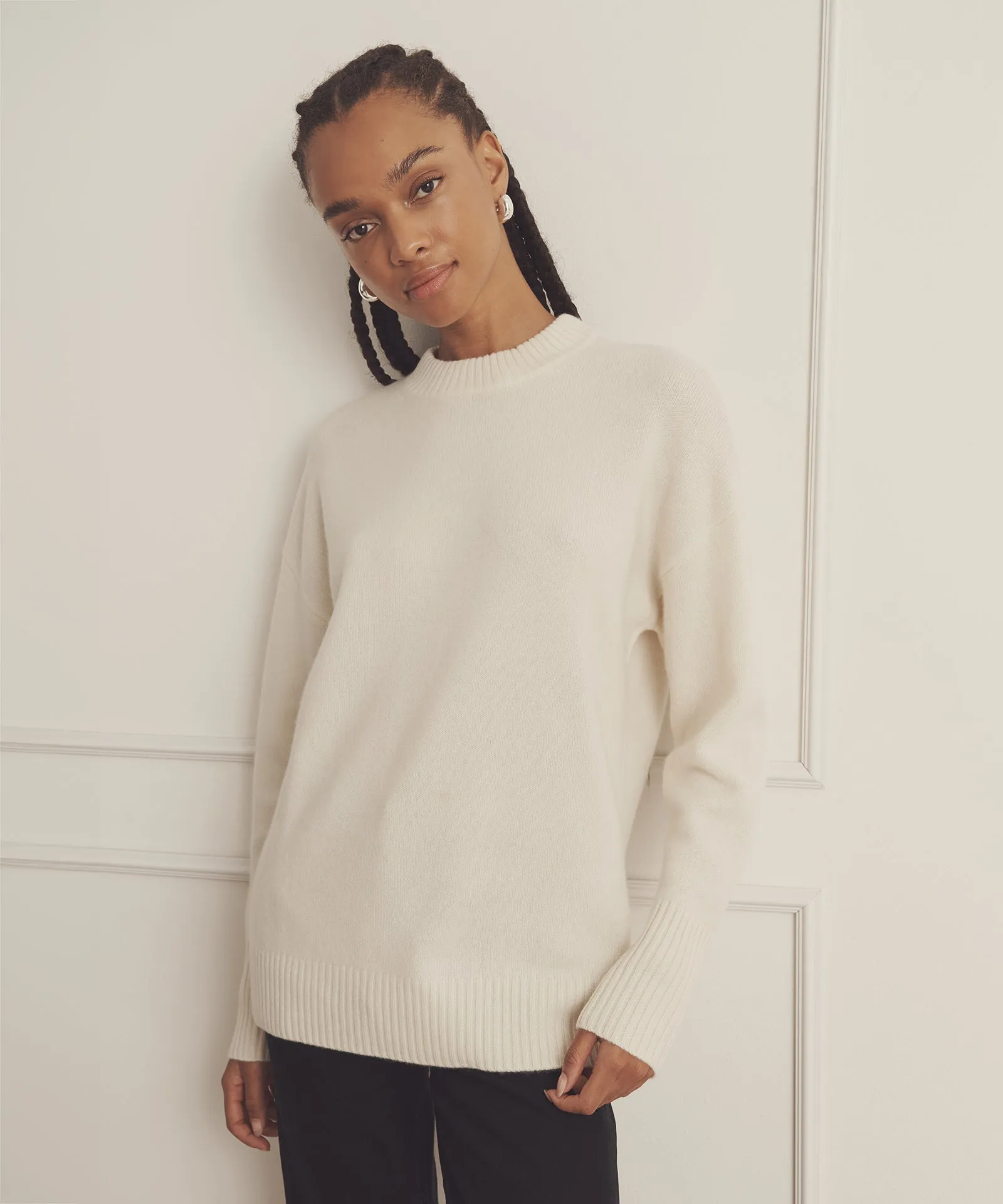 Luxe Cashmere Oversized Crewneck Sweater