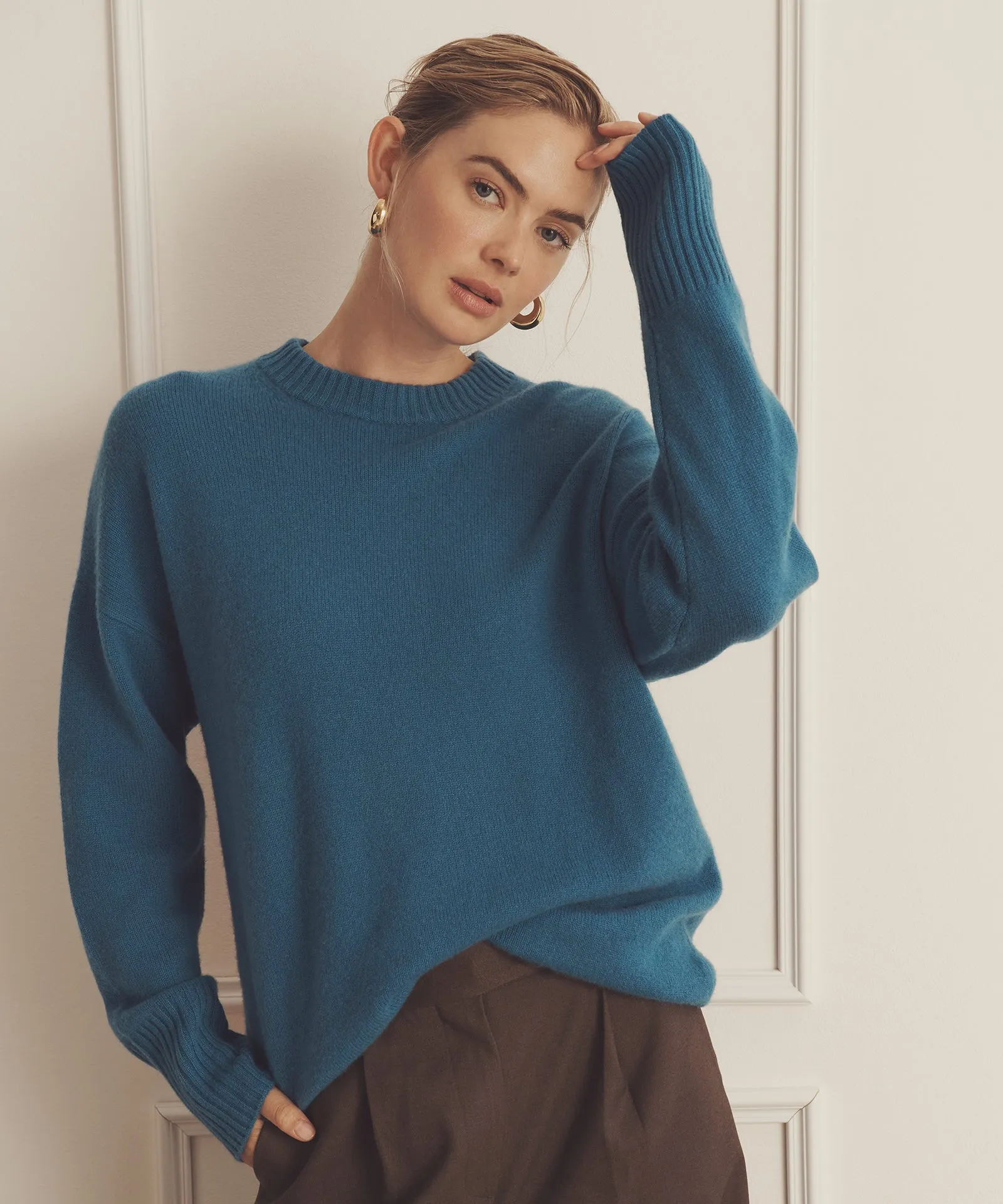 Luxe Cashmere Oversized Crewneck Sweater