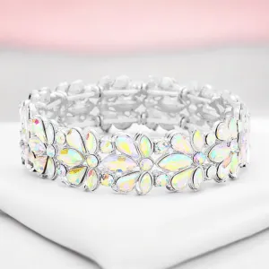 MALISSA - AB Floral Stretch Rhinestone Bracelet