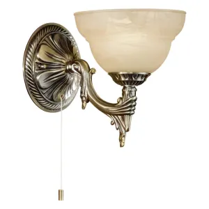 Marbella Traditional Bronze and Champagne Alabaster Glass Wall Light