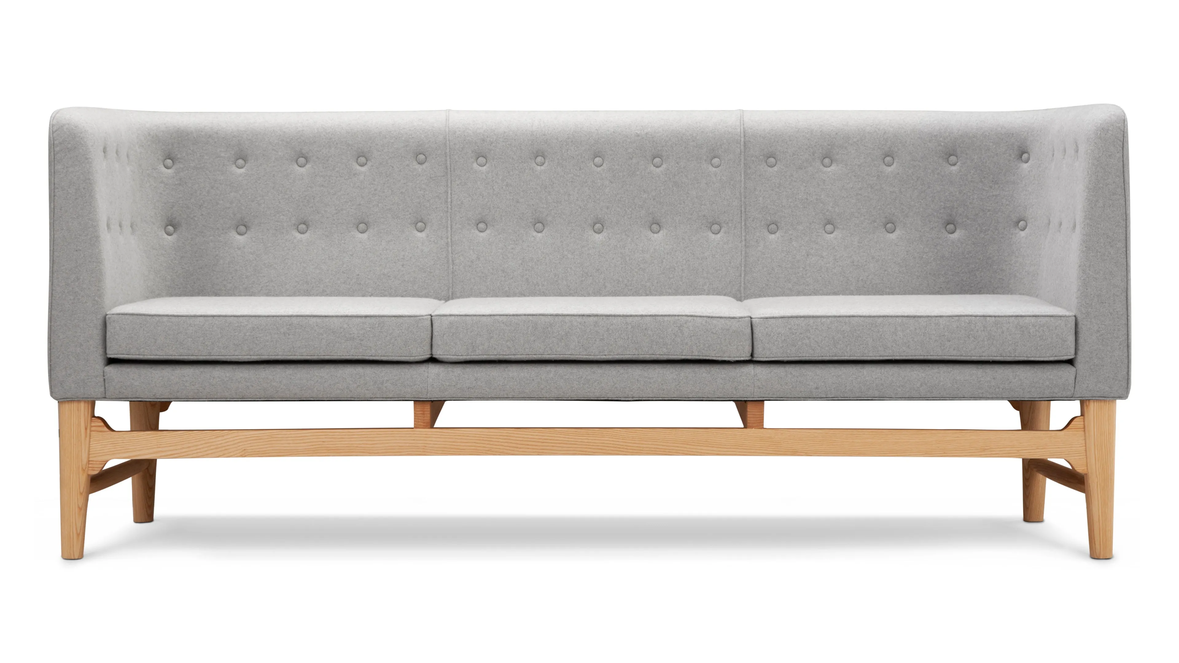 Mayor Style - Mayor Style Three Seater Sofa, Light Gray Wool and Ash