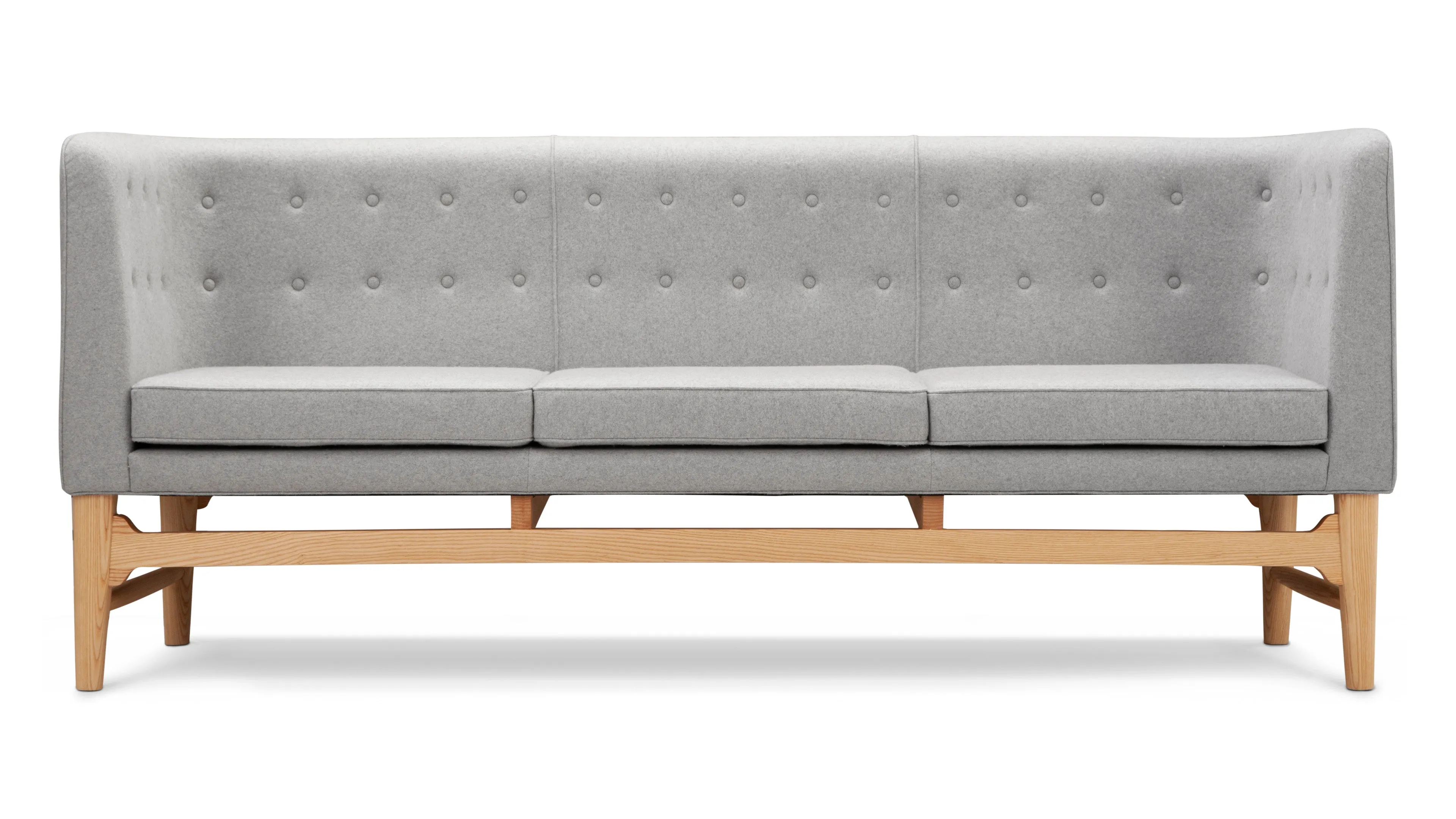 Mayor Style - Mayor Style Three Seater Sofa, Light Gray Wool and Ash