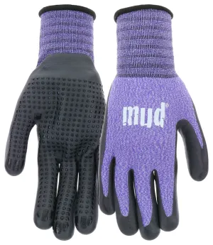 Mud MD31011V-W-XS Coated Gloves, Women's, XS/S, Knit Cuff, Nitrile Coating, Violet :PR: QUANTITY: 1