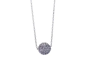 N7152 Spherical Rhodium Plated Swarovski Elements Ball Pendant Necklace