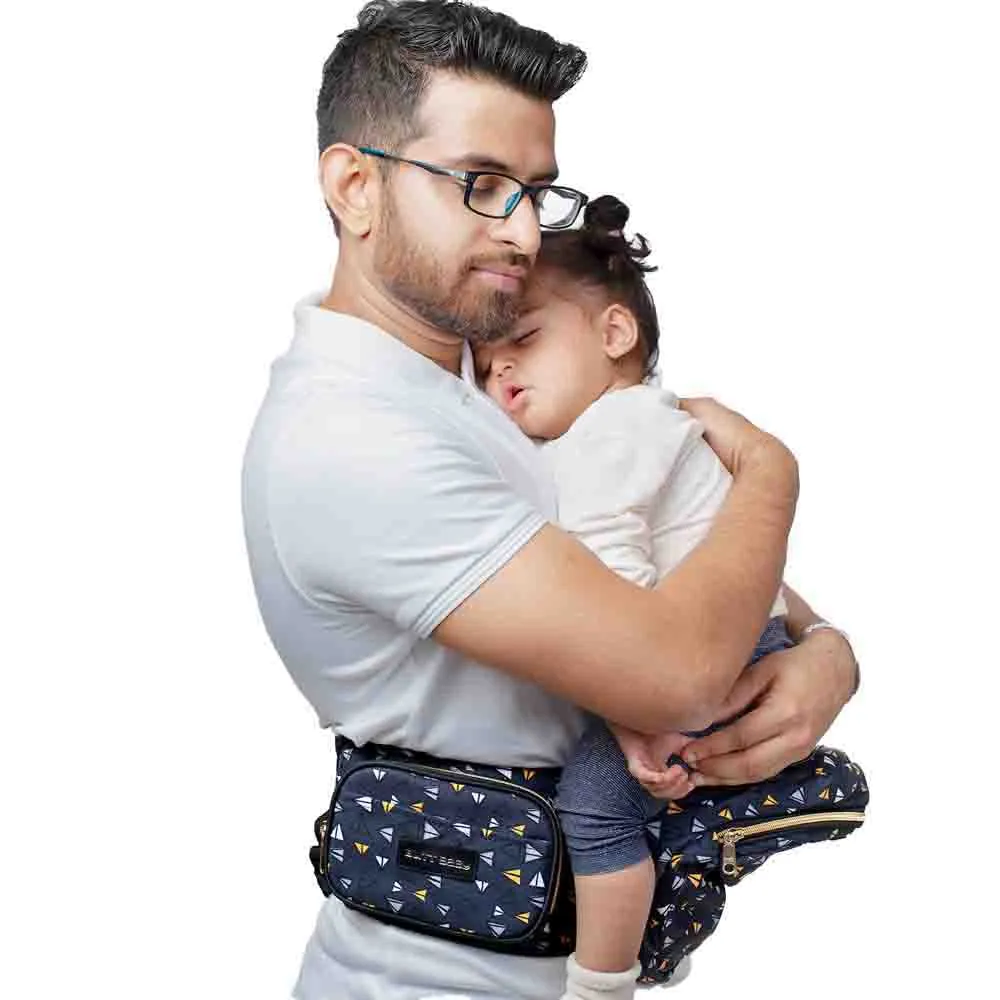 Navy Airplane Printed Baby Carrier With Hip Seat