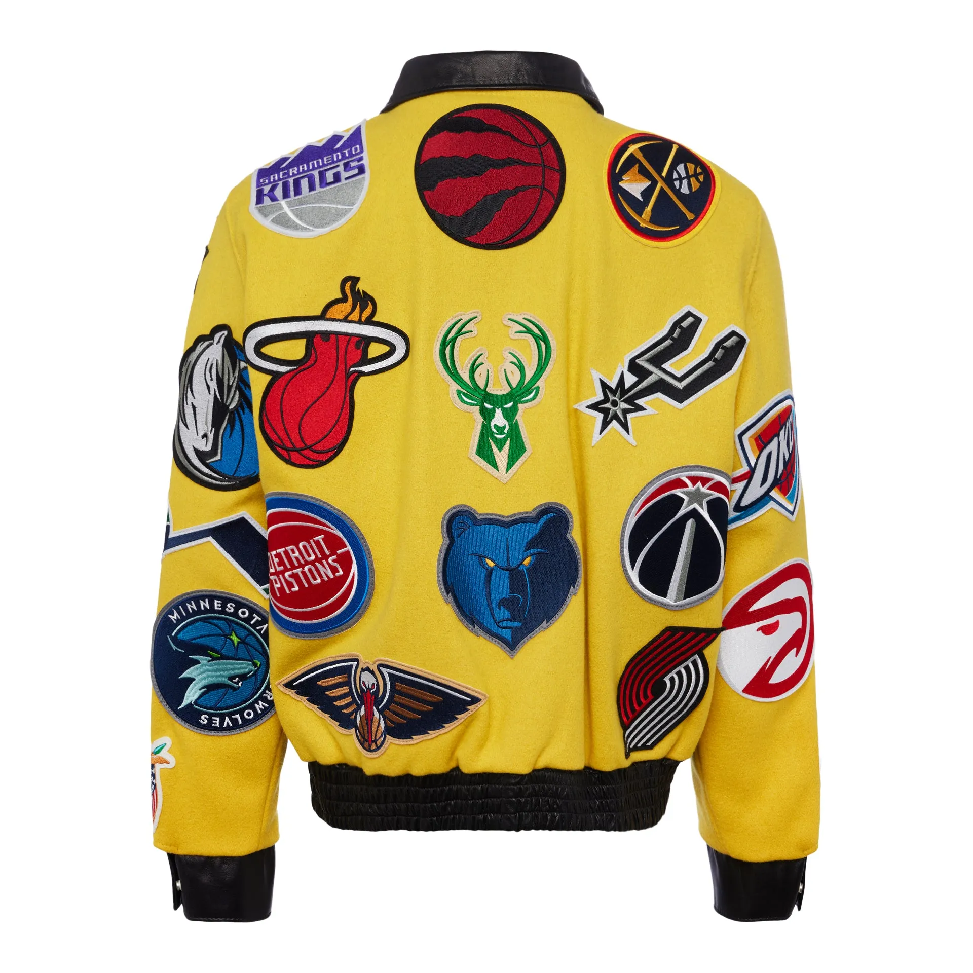 NBA COLLAGE WOOL & LEATHER JACKET Yellow