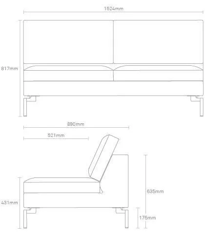 New Standard Armless Leather Sofa