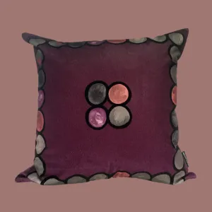 Ombré Circle Velvet Cushion - Aubergine    Grey