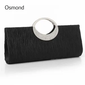 Osmond 2017 Women Diamond Clutch Satin Evening Bag Ladies Party Clutch Rhinestones Purse Chain Handbags Wedding Bling Quality