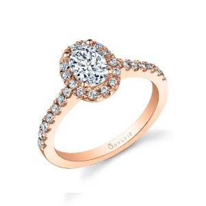 Oval Cut Classic Halo Engagement Ring - Chantelle 14k Gold Rose