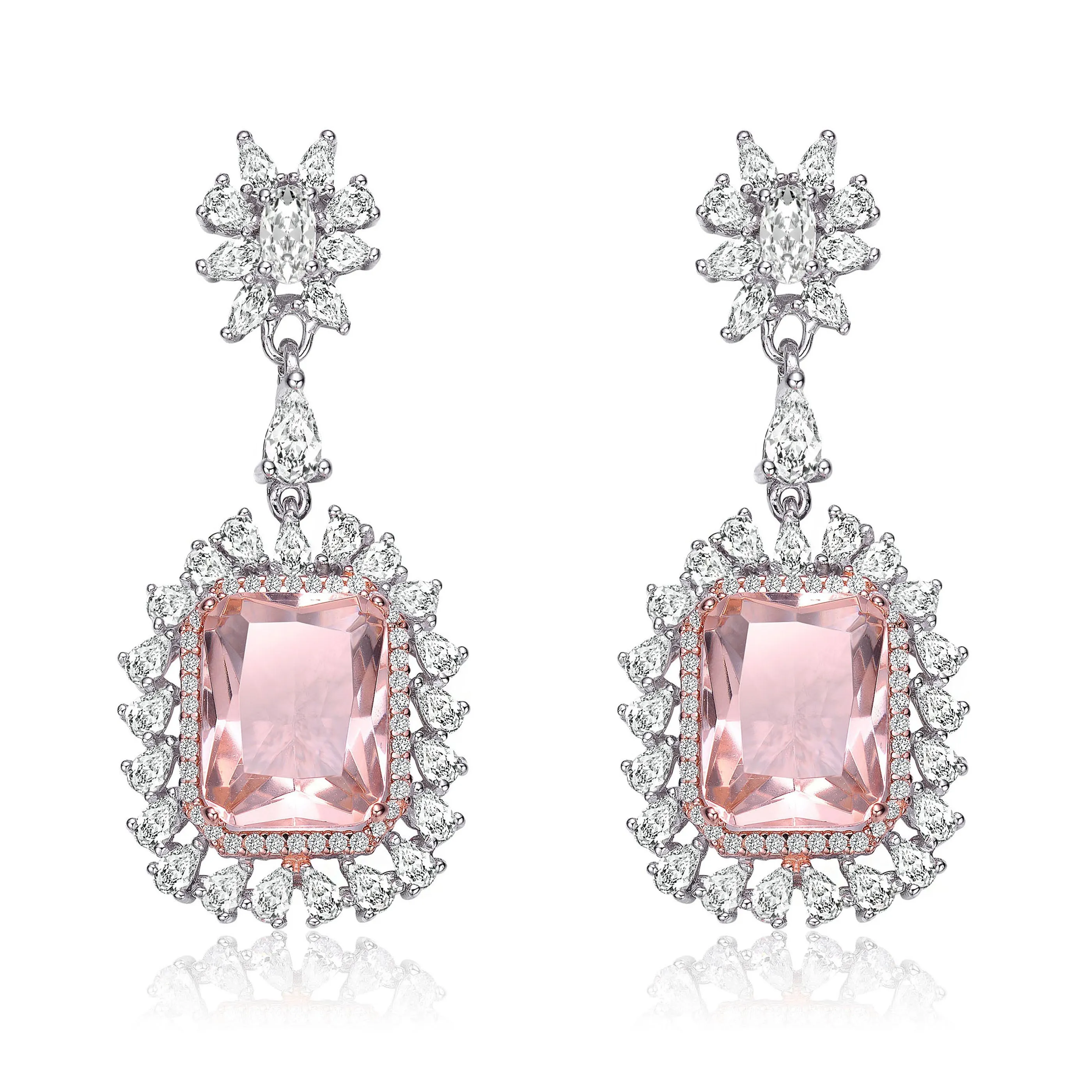 Palais Rose Morganite Cushion Drop Limited Edition Earrings