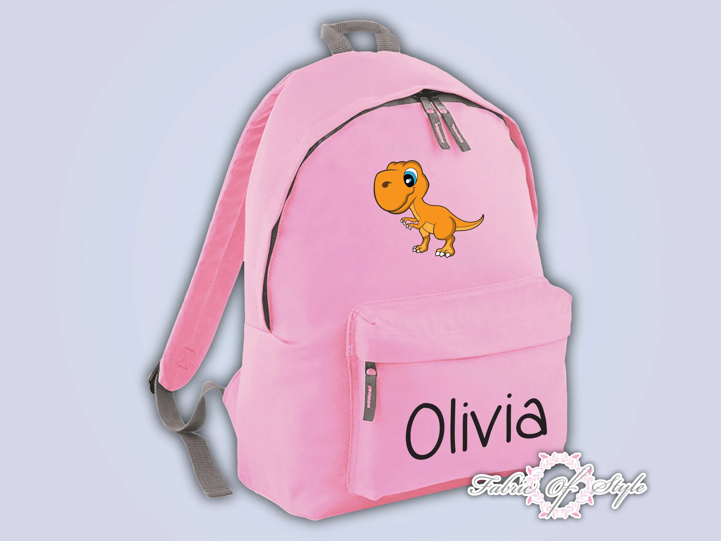 Personalised Kids Backpack - Any Name Dinosaur Girls Boys Back To School Bag