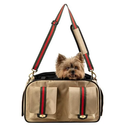 Petote Marlee 2 Dog Carrier Khaki Stripe