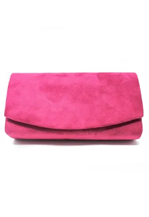 Pink Faux Suede Clutch Bag