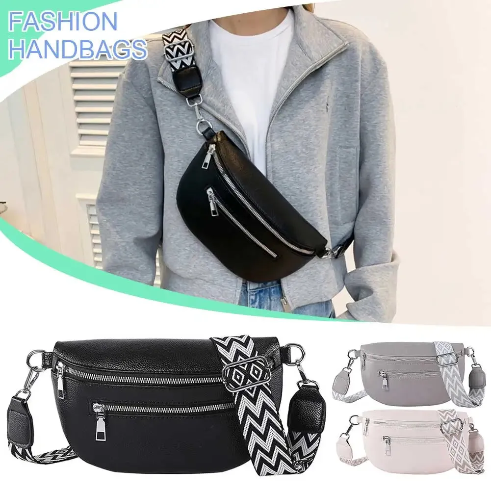 PU Leather Retro Banana Bag Women Chest Bag Waist Fanny Pack Sling Crossbody Shoulder Bag Chest Bum Belt Bag Half Moon Hobo Bag