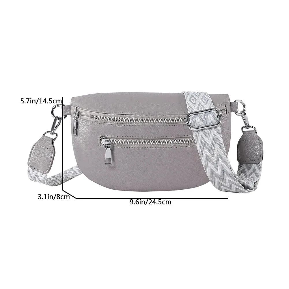 PU Leather Retro Banana Bag Women Chest Bag Waist Fanny Pack Sling Crossbody Shoulder Bag Chest Bum Belt Bag Half Moon Hobo Bag