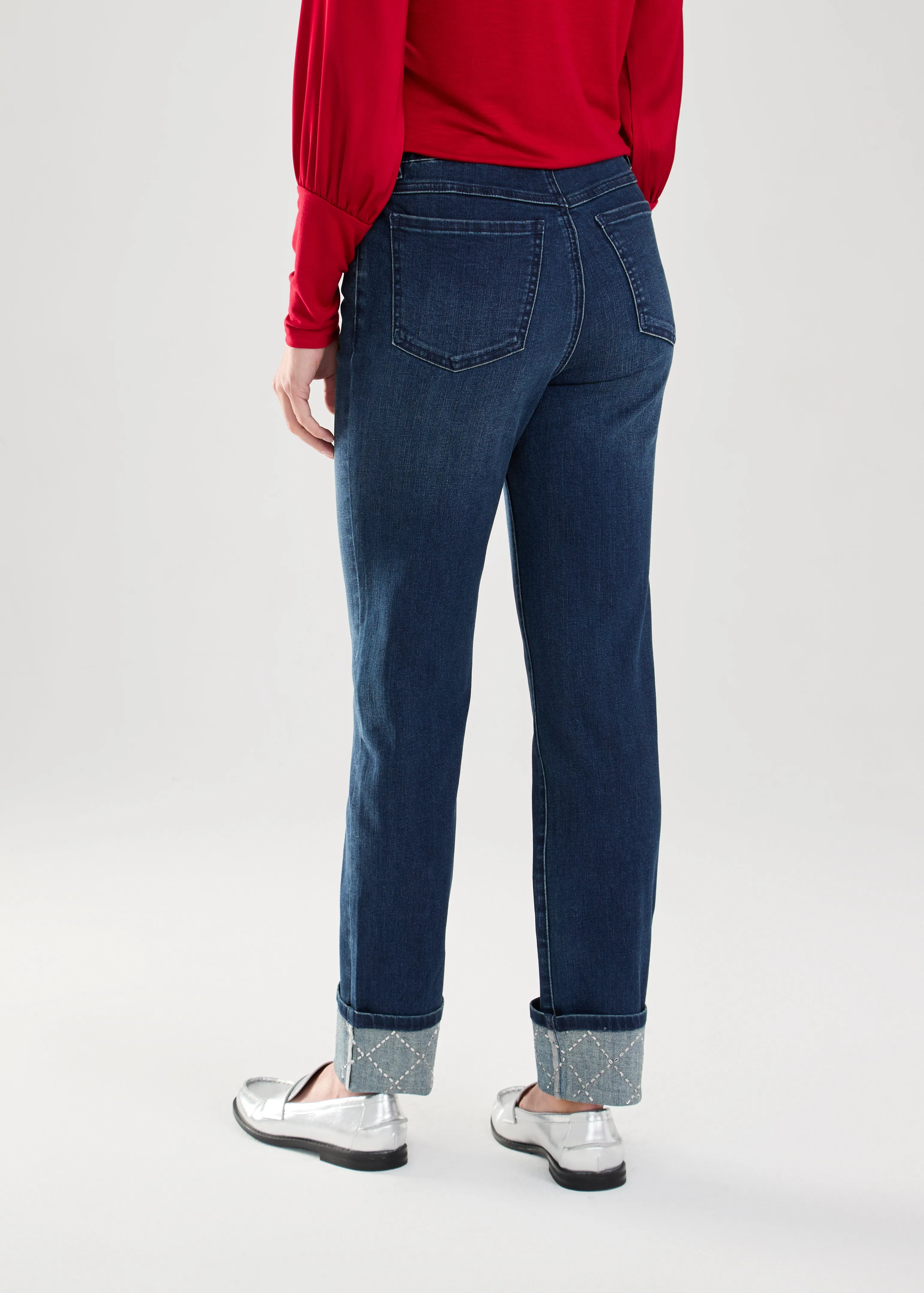 Pull-On Cuffed Straight Ankle Denim