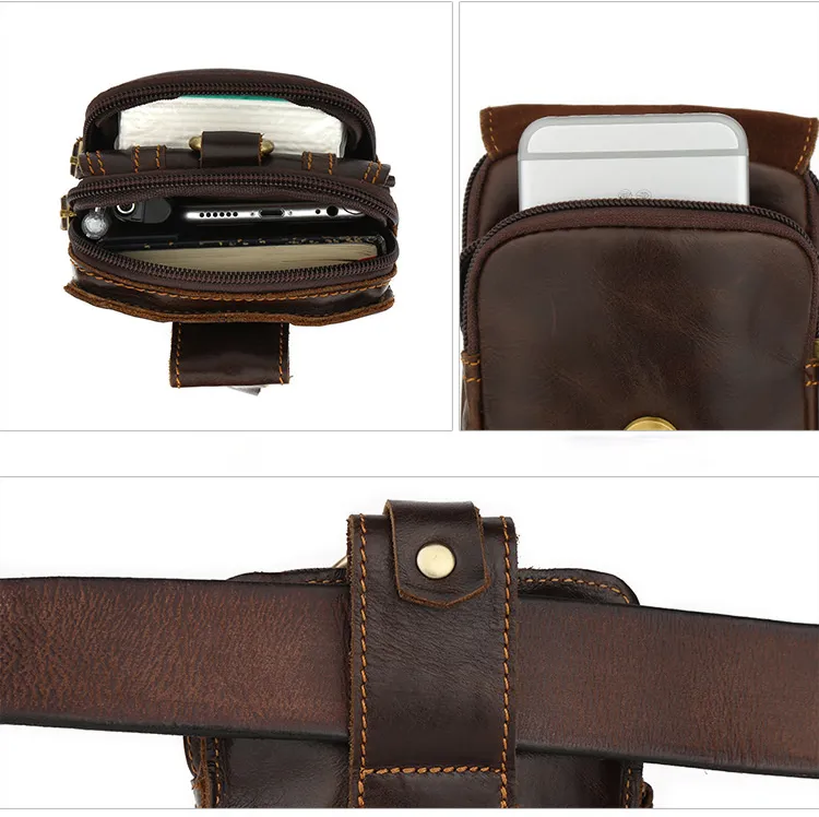 Retro Outdoor Blet Leather Waist Bag J6358