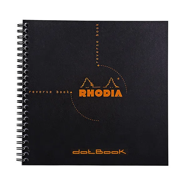 Rhodia Classic Wirebound Reverse Book (210x210) Black Dotted