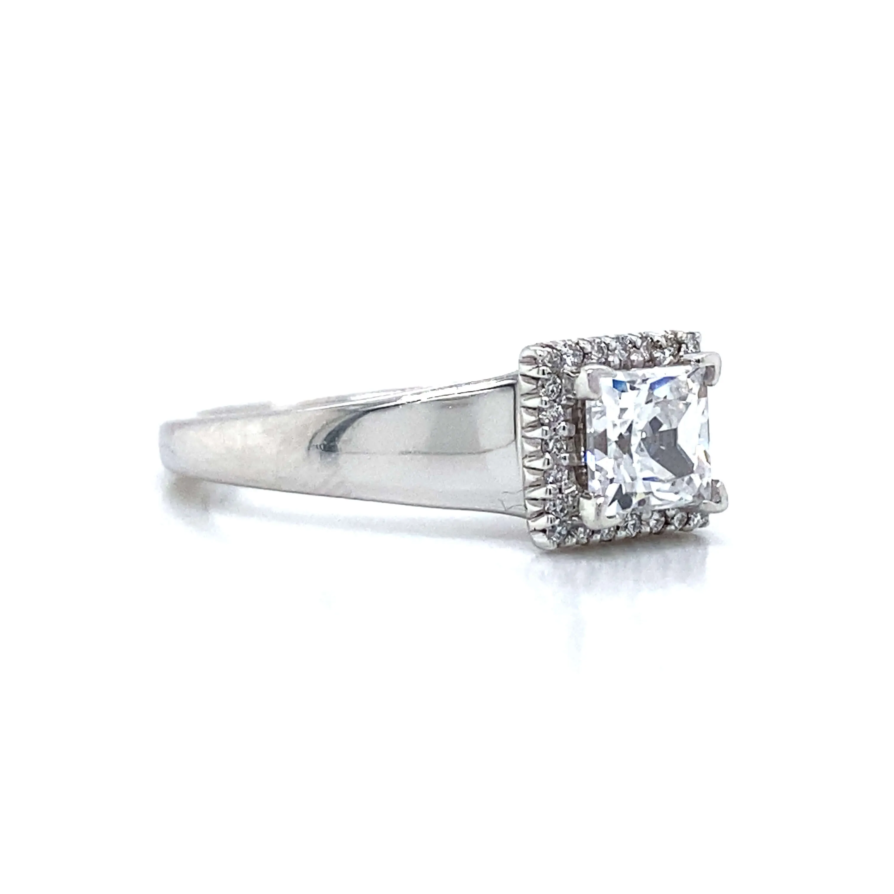 Ritani Square Halo Engagement Ring in 18K White Gold