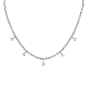 Round and Pear CZ Necklace